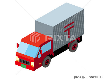 働く車 荷台がある青いトラック アイソメトリックスの自動車の立体イラスト3dのイラスト素材