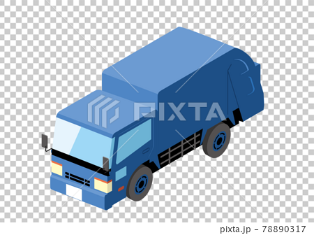 働く車　荷台がある青いトラック｜アイソメトリックスの自動車の立体イラスト3D 78890317