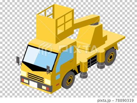 帶裝載平台的工作車藍色卡車 | 等距汽車的 3D 插圖 帶裝載平台的工作車藍色卡車 | 等距汽車的 3D 插圖 78890319