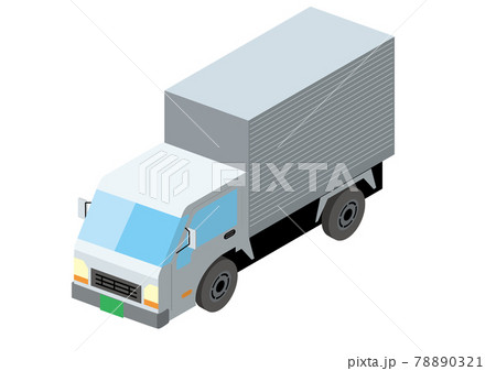 働く車 荷台がある青いトラック アイソメトリックスの自動車の立体イラスト3dのイラスト素材