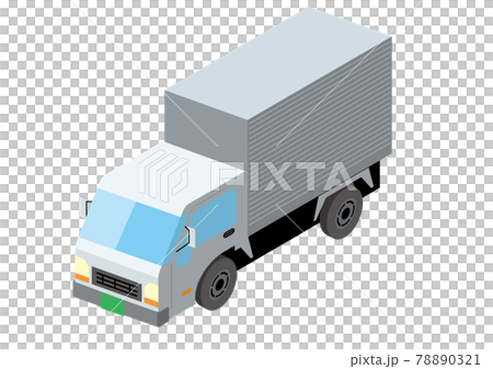 働く車 荷台がある青いトラック アイソメトリックスの自動車の立体イラスト3dのイラスト素材