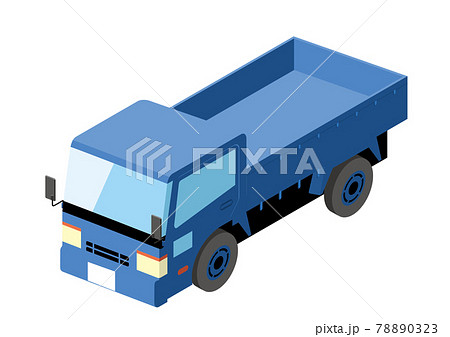 働く車 荷台がある青いトラック アイソメトリックスの自動車の立体イラスト3dのイラスト素材