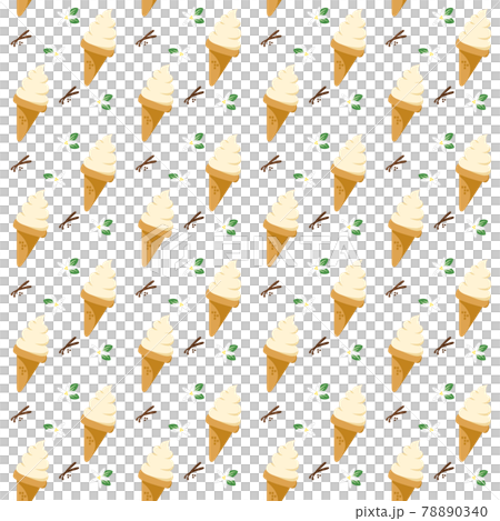 シームレスなバニラ味のソフトクリーム。パターンイラスト 78890340