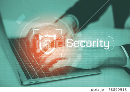 Hand Hacker touch laptop or smartphone and Touching in graph Screen code of a media screen on the White background, Technology Process System Business and hacks online concept, Copy space 78890918