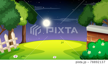 Nature forest landscape at night scene 78892137