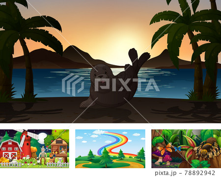 Four different nature horizontal scene 78892942