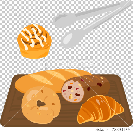 トングとトレイに乗ったいろいろなパン 78893179