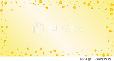 Bitcoin, internet currency coins falling. Incredible scattered BTC coins. Cryptocurrency, digital money. Noteworthy jackpot, wealth or success concept. Vector illustration. 78894949