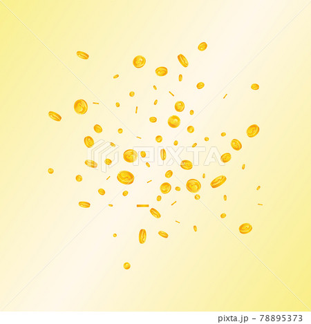 American dollar coins falling. Amazing scattered USD coins. USA money. Eminent jackpot, wealth or success concept. Vector illustration. 78895373
