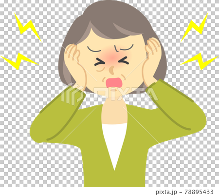 Illustration material: Injury series: Elderly woman holding both ears with both hands Aftereffects 78895433