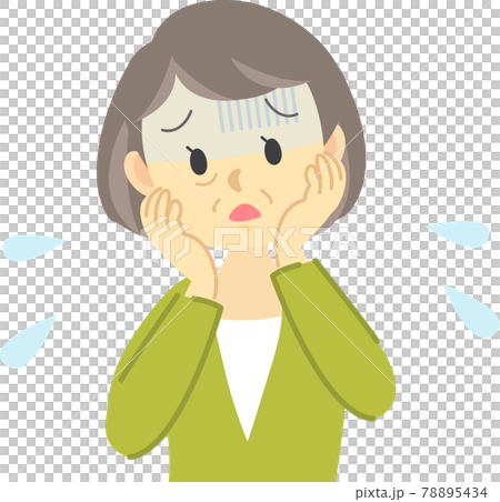 Illustration material: Poor physical condition series: An elderly woman is overstressed and pale and mentally anxious 78895434