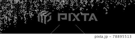 Falling numbers, big data concept. Binary white messy flying digits. Excellent futuristic banner on black background. Digital vector illustration with falling numbers. 78895513
