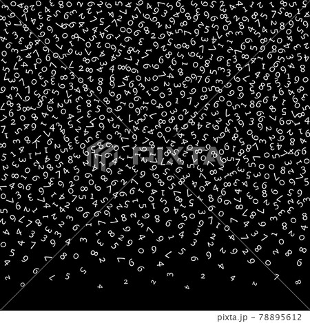 Falling numbers, big data concept. Binary white random flying digits. Neat futuristic banner on black background. Digital vector illustration with falling numbers. Falling numbers, big data concept. Binary white random flying digits. Neat futuristic banner on black background. Digital vector illustration with falling numbers. 78895612