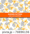 Watercolor pattern with butterflies and exotic leaves. Summer banner. 78896136