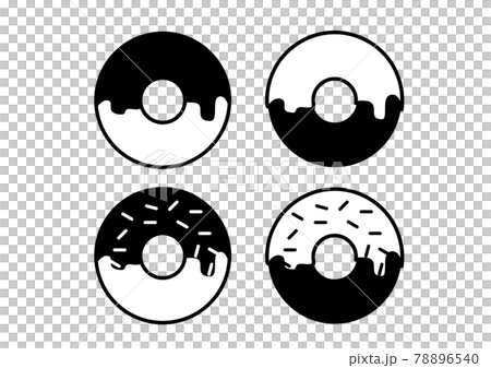 簡單的黑白甜甜圈圖標集 78896540