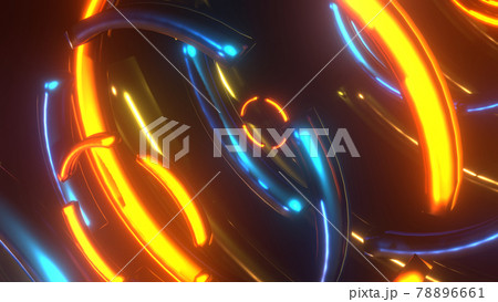 青と黄の発光リング かっこいいサイバー空間 別verあり のイラスト素材