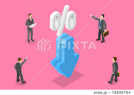 3D Isometric Flat Vector Concept of Percentage Decrease. 3D Isometric Flat Vector Concept of Percentage Decrease. 78896764