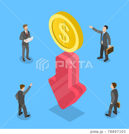 3D Isometric Flat Vector Concept of Financial Crisis, Cost Reductions 78897103