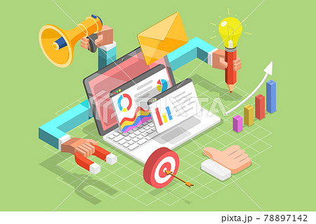 3D Isometric Flat Vector Concept of Digital Marketing Agency. 3D Isometric Flat Vector Concept of Digital Marketing Agency. 78897142