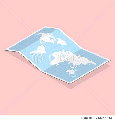 3D Isometric Flat Vector Concept of Paper Map 3D Isometric Flat Vector Concept of Paper Map 78897148