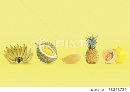 Collection of group of yellow color fruits. Collection of group of yellow color fruits. 78898726