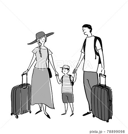 旅行に行く家族、ファミリー、お父さん、お母さん、子供（男の子、家族旅行、休日、夏休み 78899098