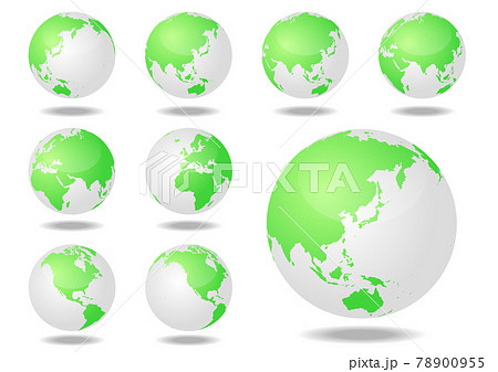 白と緑の世界一周イメージ地図-地球 78900955