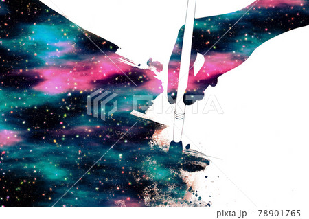 Hand silhouette with brush and space 78901765