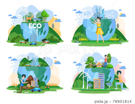 Green energy and eco friendly. Zero waste, think green, save the planet. Green eco city Green energy and eco friendly. Zero waste, think green, save the planet. Green eco city 78901814