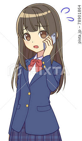 スマホで話すブレザーの女の子 困る スマホで話すブレザーの女の子 困る 78901864