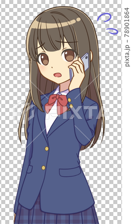 スマホで話すブレザーの女の子 困る スマホで話すブレザーの女の子 困る 78901864