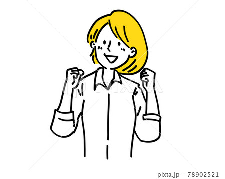 ガッツポーズ女性シンプルイラスト 78902521