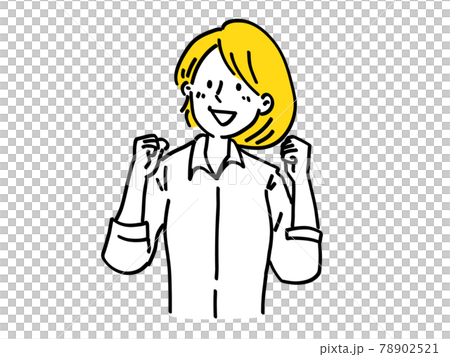 ガッツポーズ女性シンプルイラスト 78902521