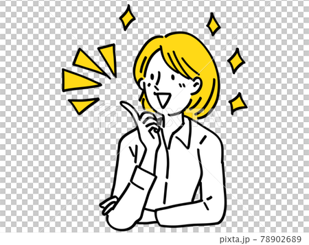 A simple illustration of a woman who comes up with a flash A simple illustration of a woman who comes up with a flash 78902689