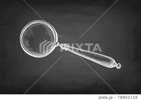 Chalk sketch of magnifying glass. Chalk sketch of magnifying glass. 78903158