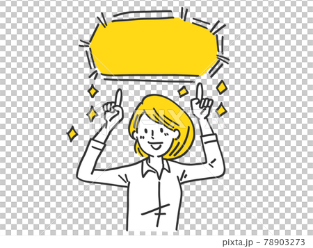 Female pointing balloon copy space simple illustration Female pointing balloon copy space simple illustration 78903273