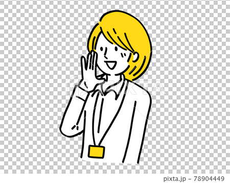 打電話耳語女人簡單插圖員工卡 打電話耳語女人簡單插圖員工卡 78904449