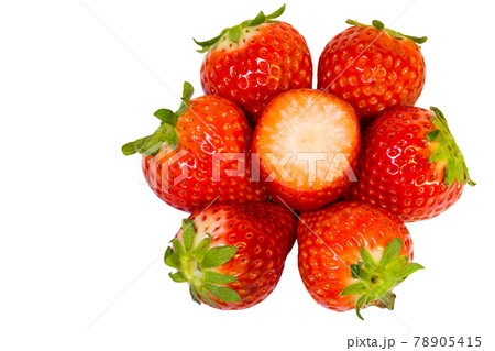 Strawberry group circle with cut out on white background Strawberry group circle with cut out on white background 78905415