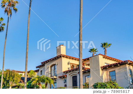 House against clear blue sky in coastal neighborhood of San Diego California House against clear blue sky in coastal neighborhood of San Diego California 78905817