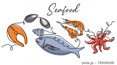 Seafood Simple Vector Illustration Background のイラスト素材