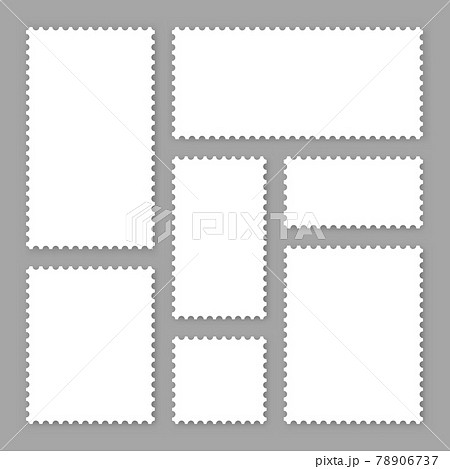 Blank white postage stamps collection. Sticky paper stamp. Vector illustration. Blank white postage stamps collection. Sticky paper stamp. Vector illustration. 78906737