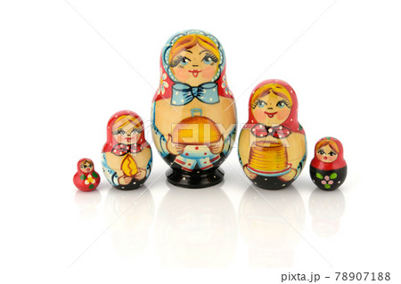 Matryoshka family traditional wooden dolls 78907188