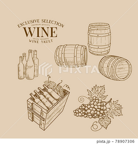 Vintage set of wine objects. Vintage set of wine objects. 78907306
