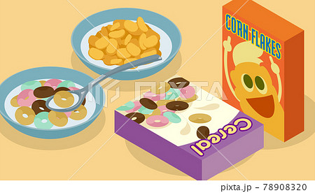コーンフレークとシリアルのベクターイラスト素材 のイラスト素材 70