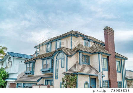 Beautiful exterior of three storey home in the scenic neighborhood of Long Beach Beautiful exterior of three storey home in the scenic neighborhood of Long Beach 78908853