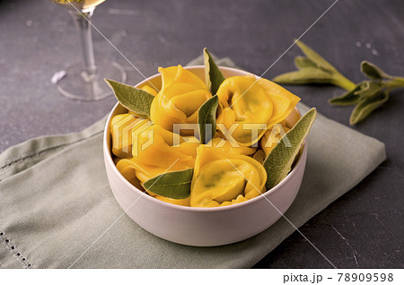 Tortelloni With Aromatic Sage, Ricotta And...の写真素材 [78909598] - PIXTA