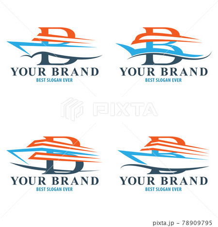 Luxurious cruise and yacht blended with initial letter bundle 78909795