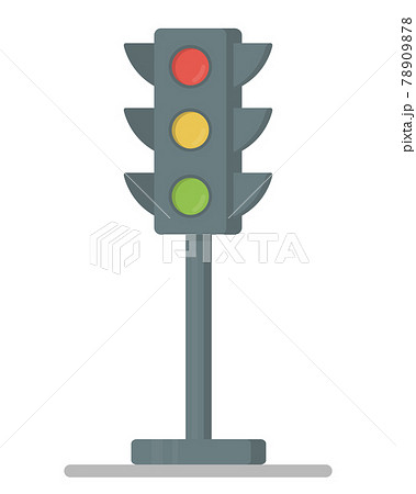Traffic lights with all three colors on. Flat Design vector Illustration. 78909878