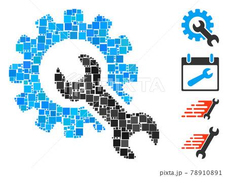 Square Service Tools Icon Vector Collage Square Service Tools Icon Vector Collage 78910891