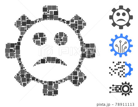 Square Service Gear Sad Smiley Icon Vector Mosaic Square Service Gear Sad Smiley Icon Vector Mosaic 78911113